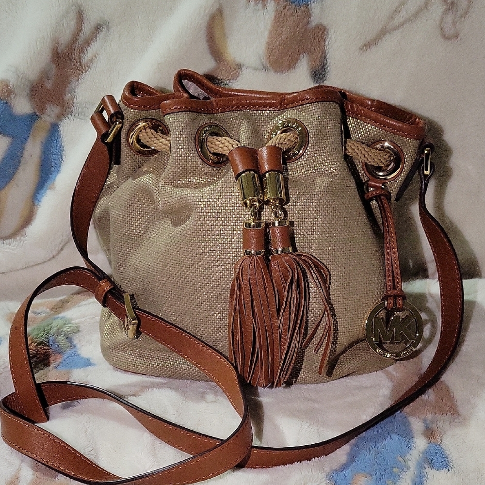 Michael Kors Beige and Brown Crossbody Bag
